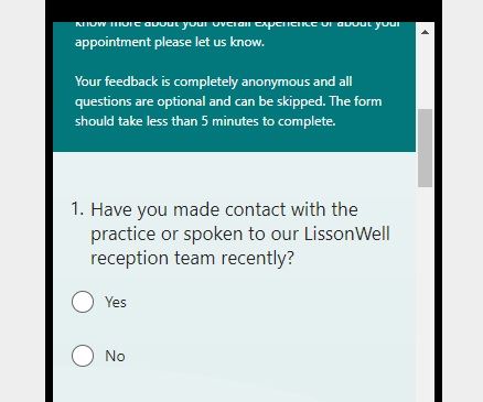 Preview of feedback survey